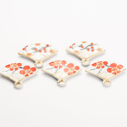 【清水焼】箸置き　扇型 梅 KOTOPOTTER