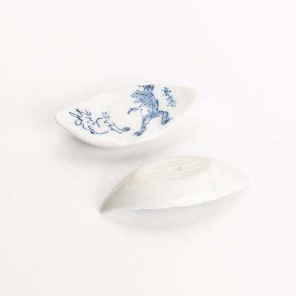 【清水焼】箸置き　木の葉型 鳥獣戯画 KOTOPOTTER