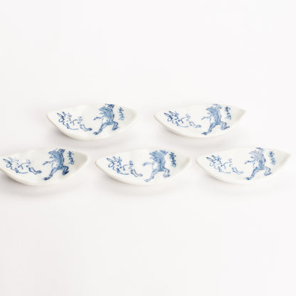 【清水焼】箸置き　木の葉型 鳥獣戯画 KOTOPOTTER