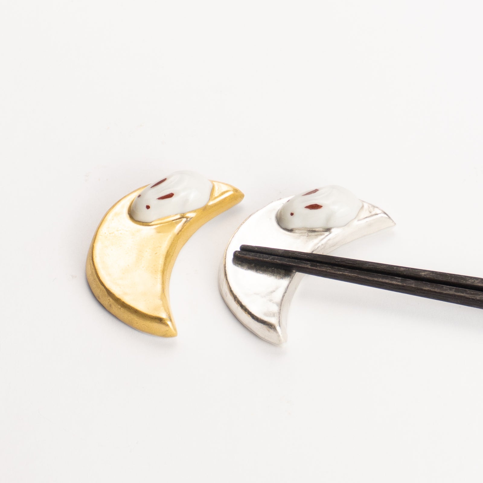 【清水焼】箸置き　金銀 月うさぎ KOTOPOTTER