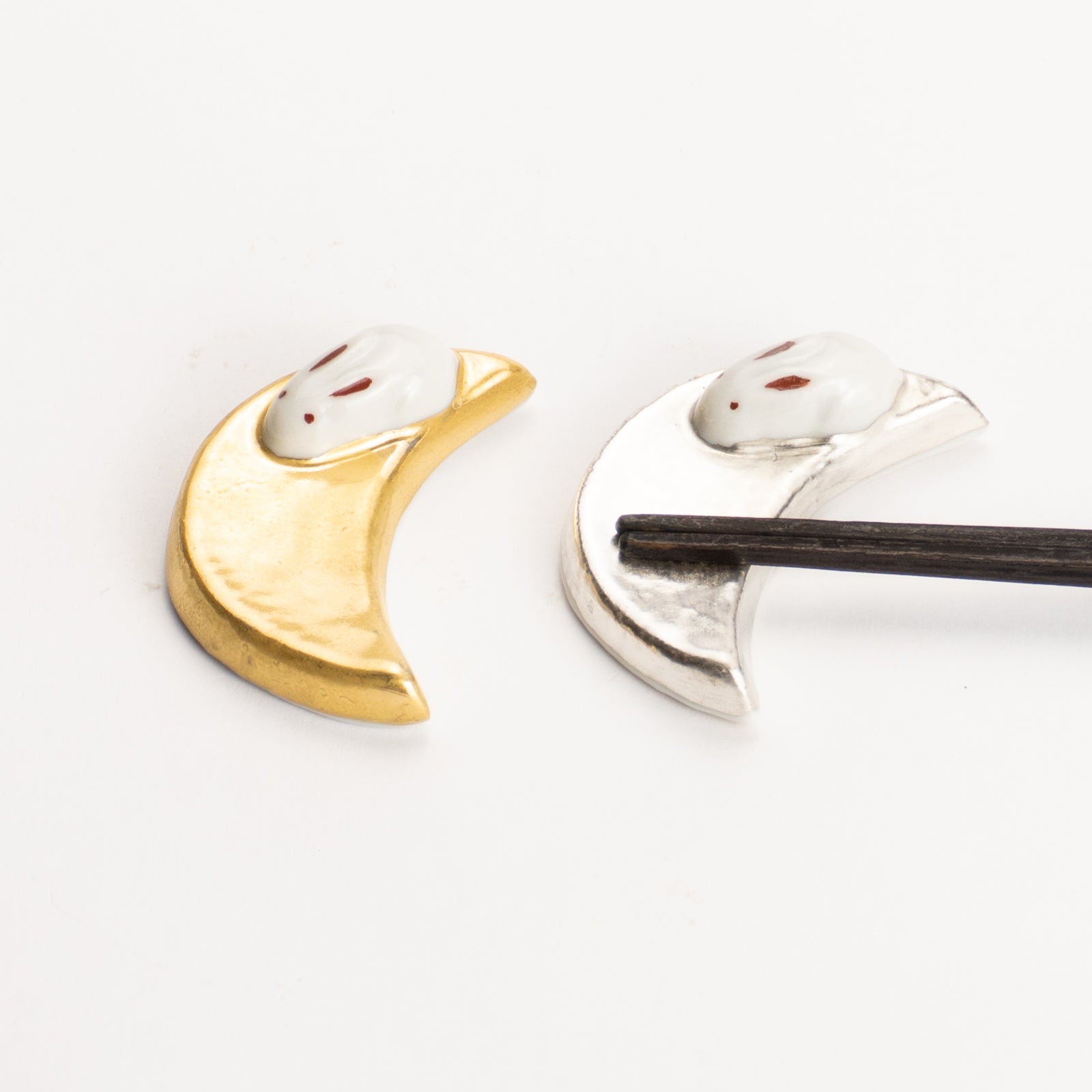 【清水焼】箸置き　金銀 月うさぎ KOTOPOTTER