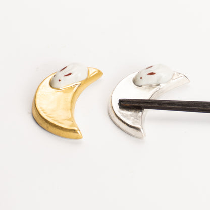 【清水焼】箸置き　金銀 月うさぎ KOTOPOTTER