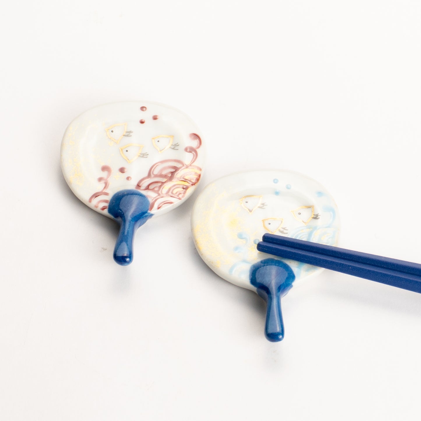 【清水焼】箸置き　波千鳥うちわ KOTOPOTTER