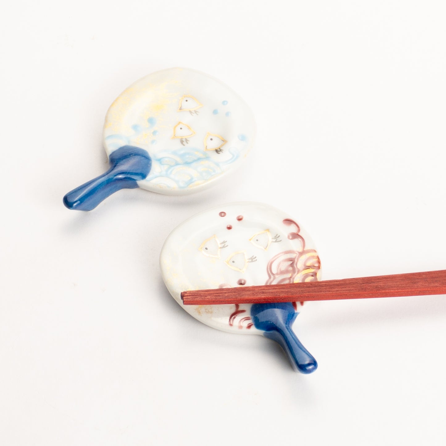 【清水焼】箸置き　波千鳥うちわ KOTOPOTTER