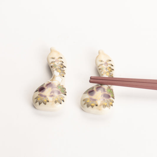 【清水焼】箸置き　紫白芙蓉 ひょうたん KOTOPOTTER