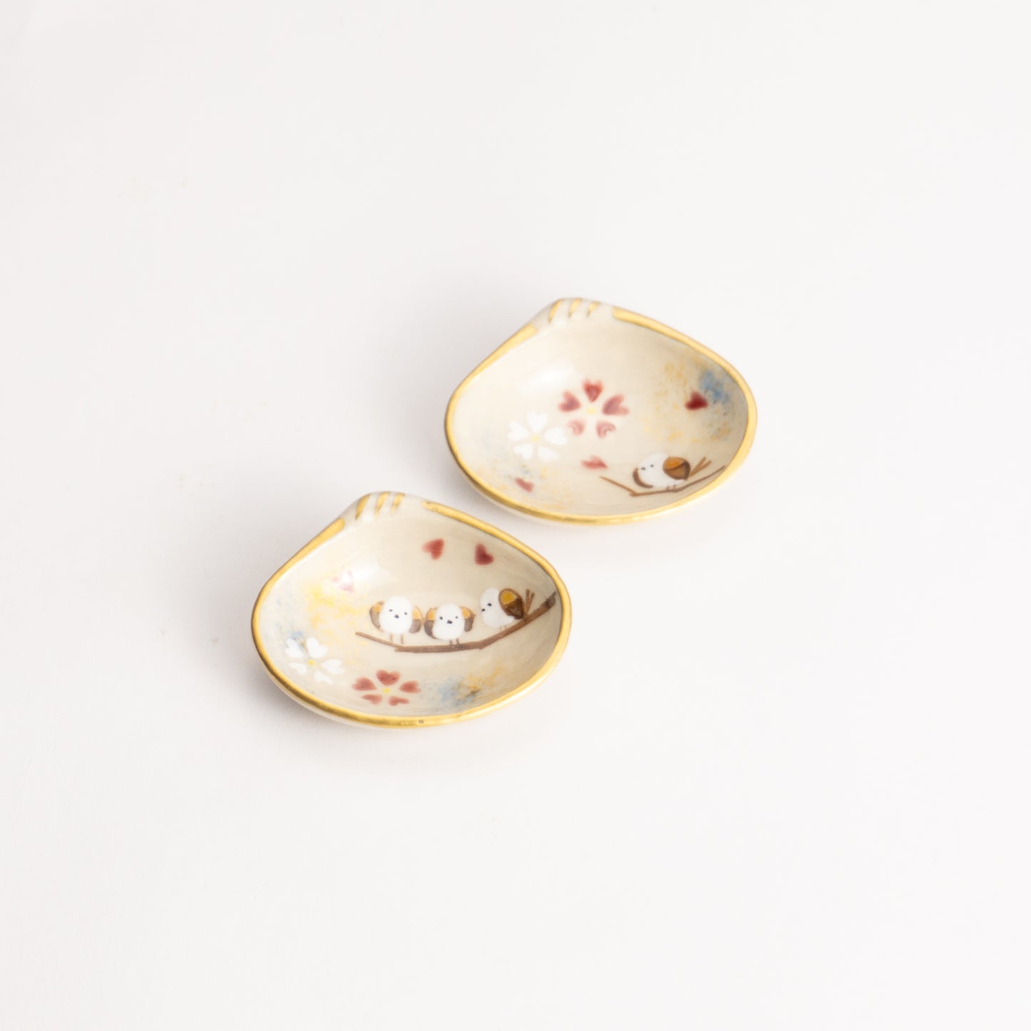 【清水焼】箸置き　貝型 シマエナガ（ペア） KOTOPOTTER