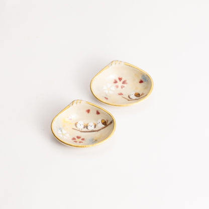 【清水焼】箸置き　貝型 シマエナガ（ペア） KOTOPOTTER