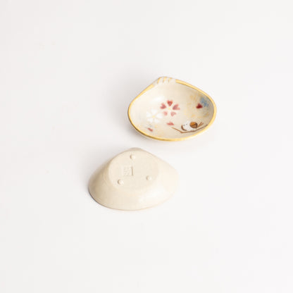 【清水焼】箸置き　貝型 シマエナガ（ペア） KOTOPOTTER