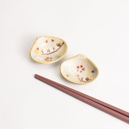 【清水焼】箸置き　貝型 シマエナガ（ペア） KOTOPOTTER