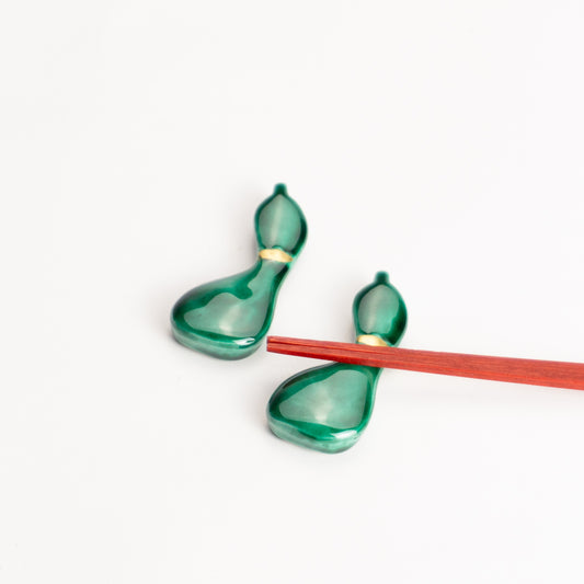 【清水焼】箸置き　青交趾 ひょうたん KOTOPOTTER