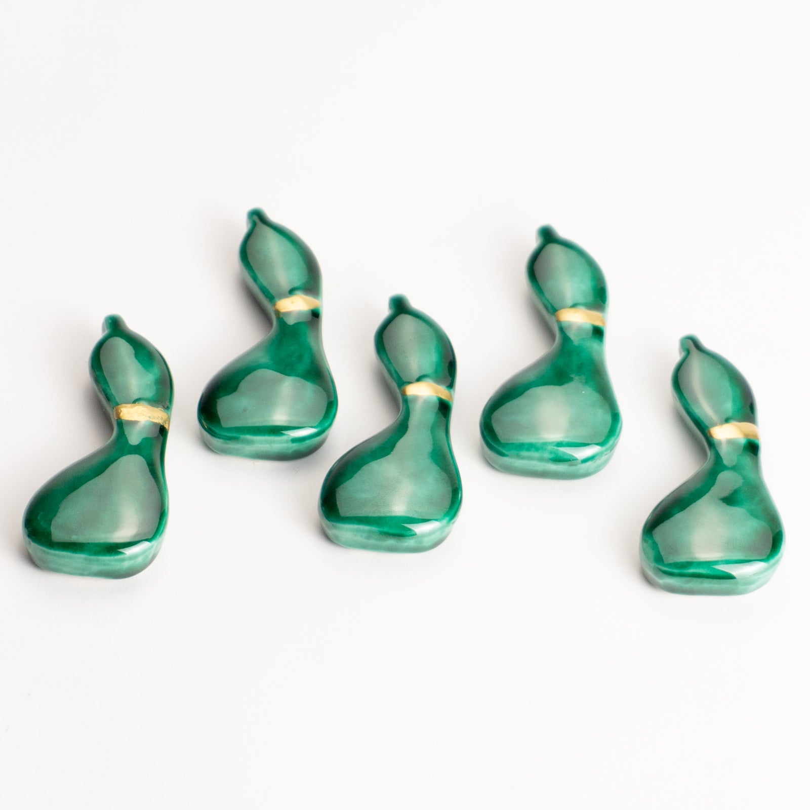 【清水焼】箸置き　青交趾 ひょうたん KOTOPOTTER