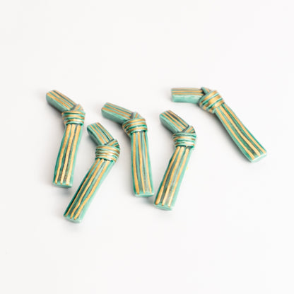 【清水焼】箸置き　青交趾金彩"結び" KOTOPOTTER