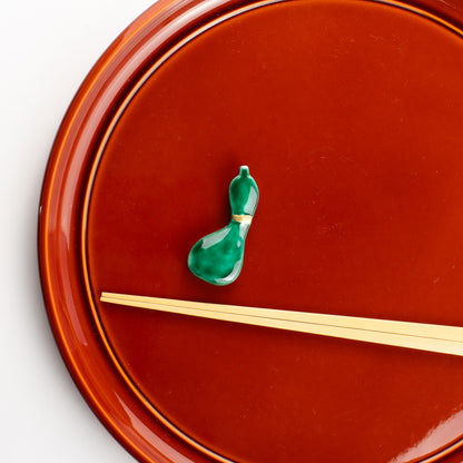 【清水焼】箸置き　青交趾 ひょうたん KOTOPOTTER