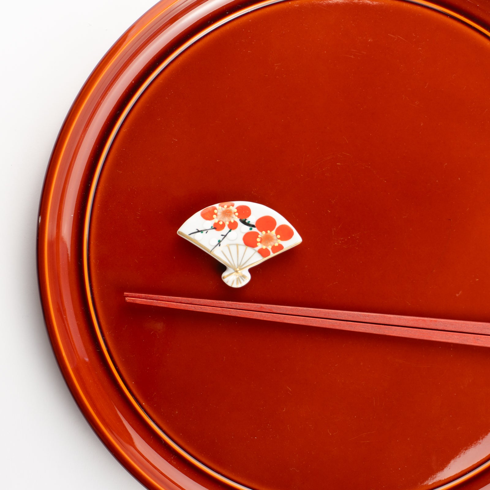 【清水焼】箸置き　扇型 梅 KOTOPOTTER