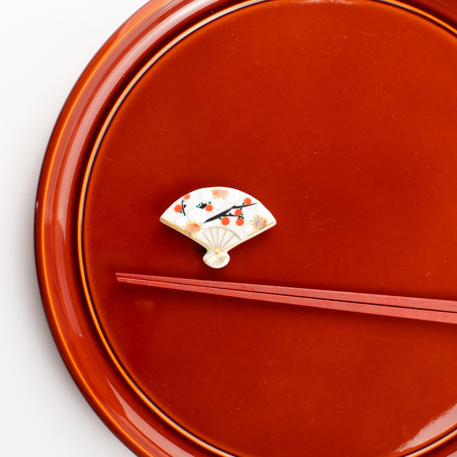 【清水焼】箸置き　扇型 梅 KOTOPOTTER