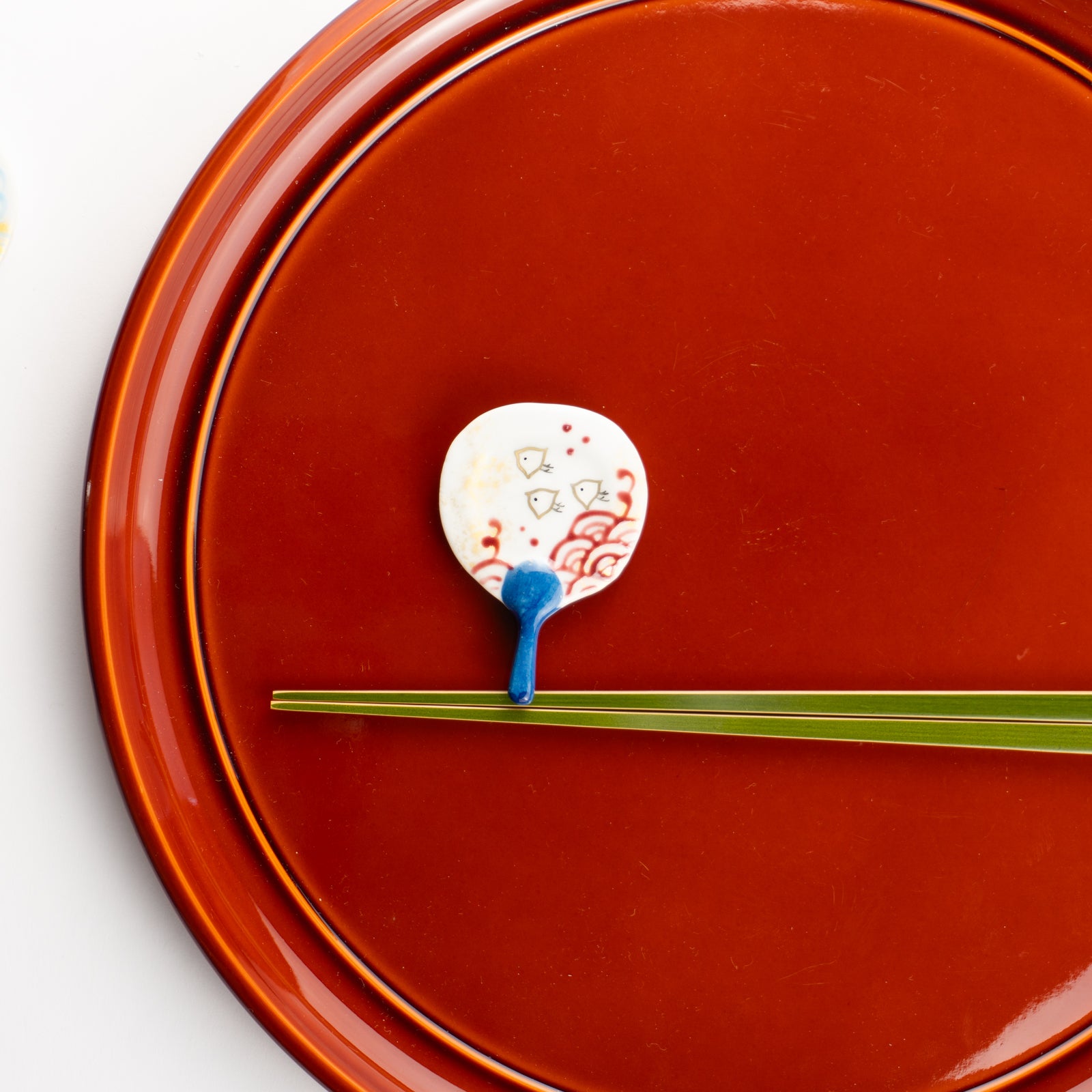 【清水焼】箸置き　波千鳥うちわ KOTOPOTTER