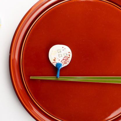 【清水焼】箸置き　波千鳥うちわ KOTOPOTTER