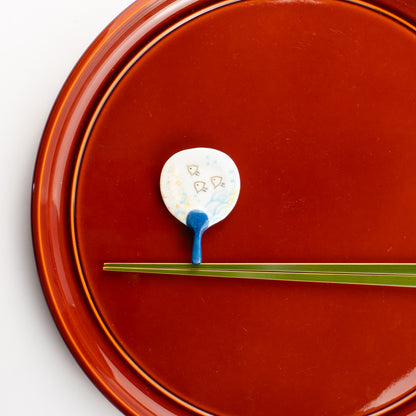 【清水焼】箸置き　波千鳥うちわ KOTOPOTTER