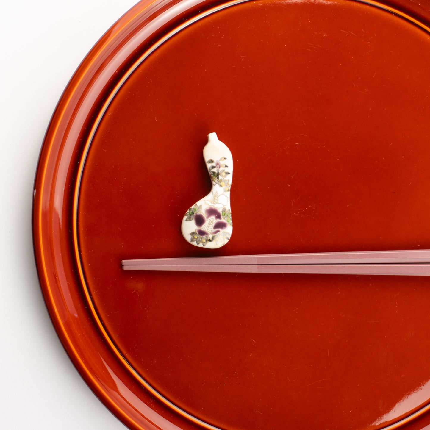 【清水焼】箸置き　紫白芙蓉 ひょうたん KOTOPOTTER