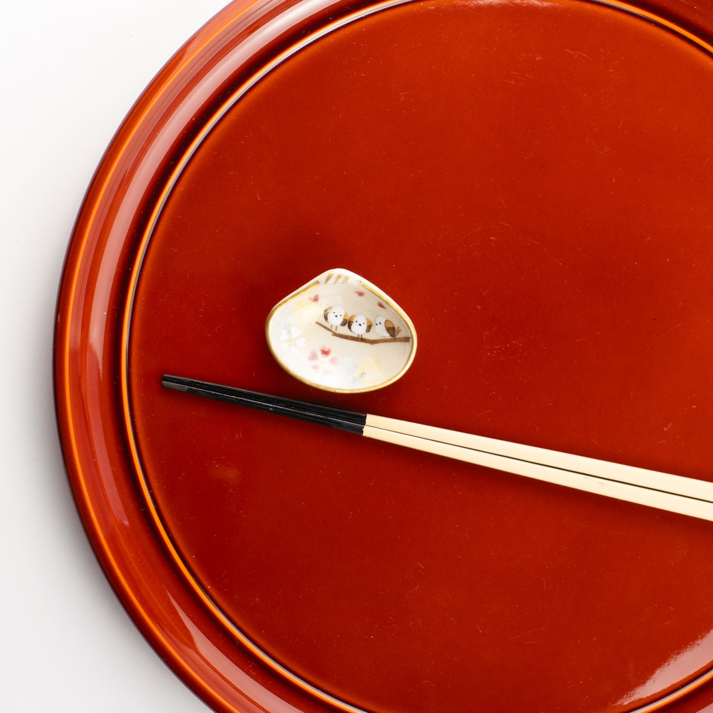 【清水焼】箸置き　貝型 シマエナガ（ペア） KOTOPOTTER