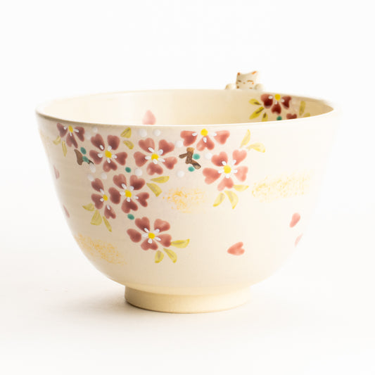 抹茶碗　桜ねこ　峨山 KOTOPOTTER