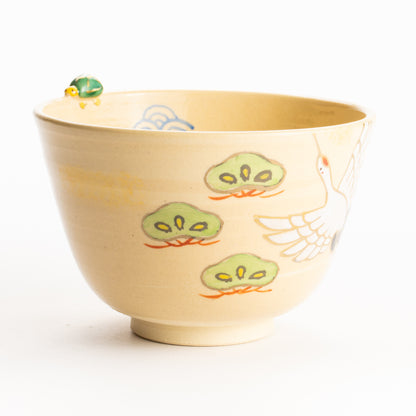 抹茶碗　鶴亀　峨山 KOTOPOTTER