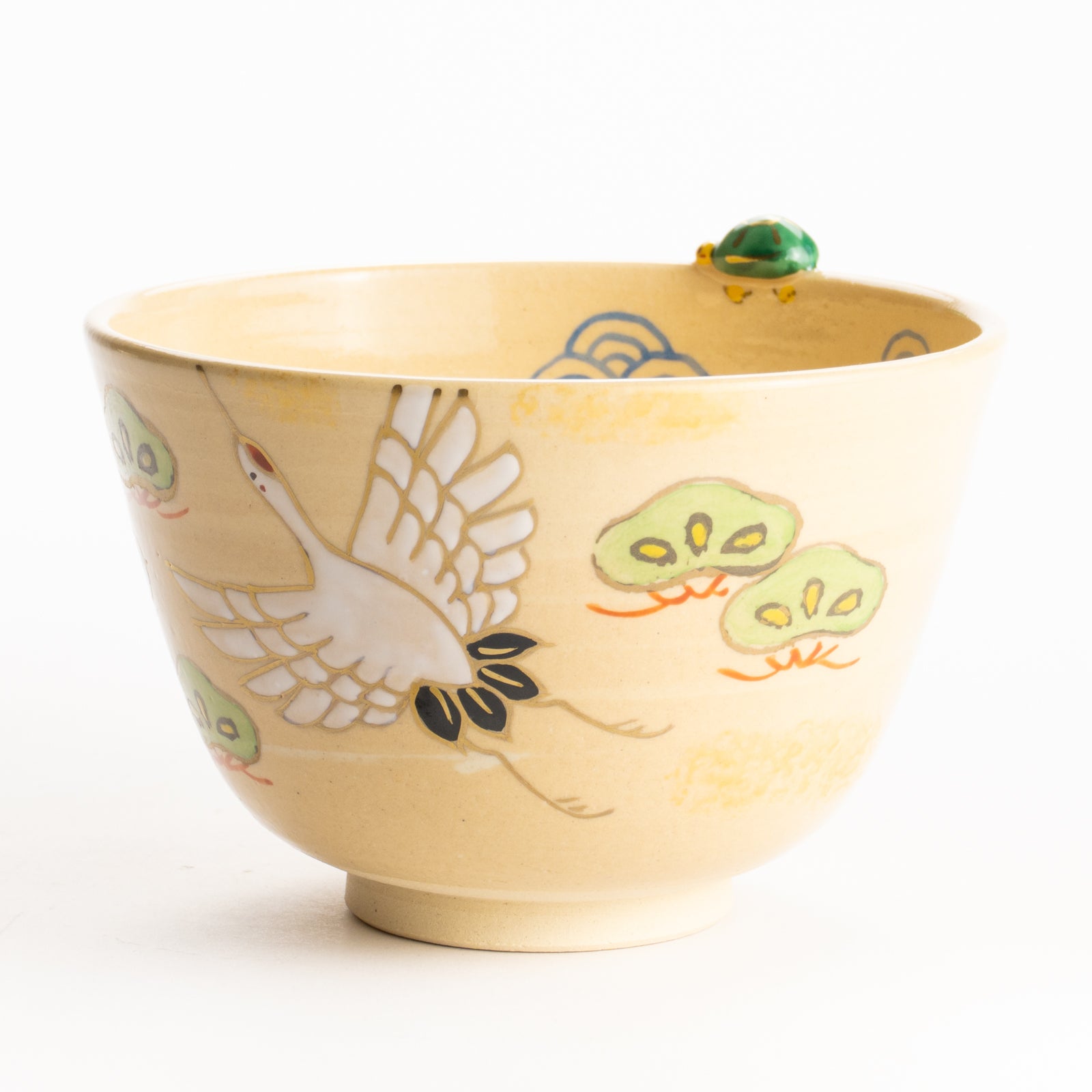 抹茶碗　鶴亀　峨山 KOTOPOTTER