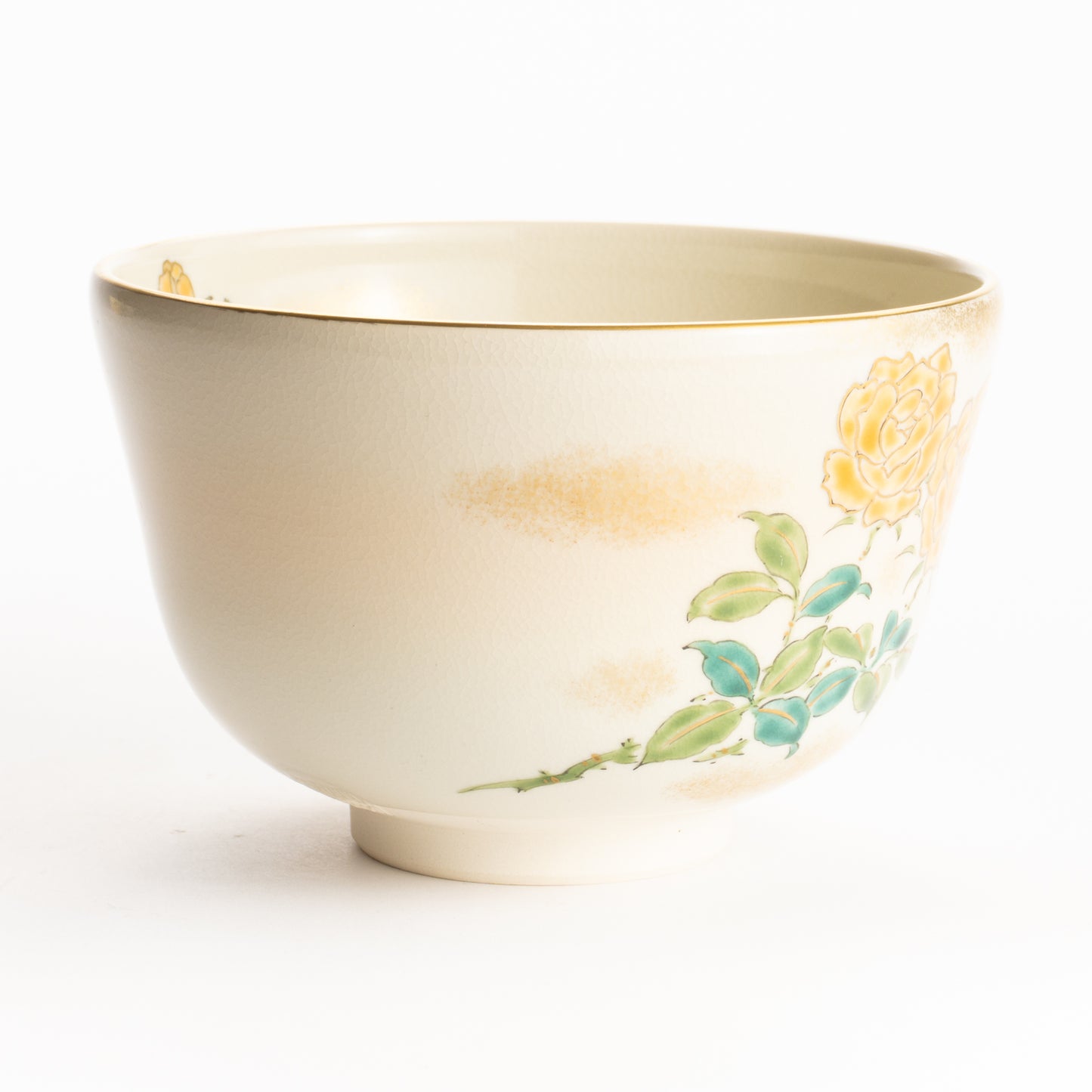 抹茶碗　黄色いバラ　陶楽 KOTOPOTTER