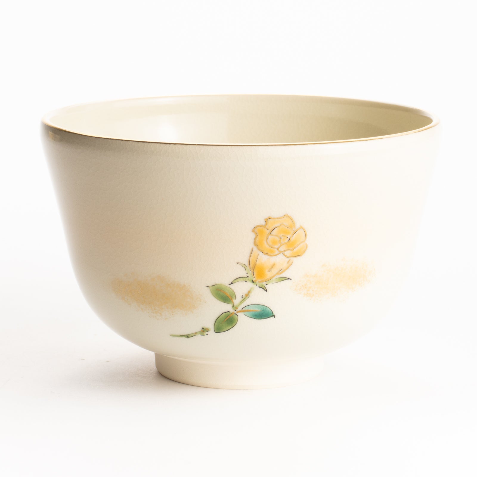 抹茶碗　黄色いバラ　陶楽 KOTOPOTTER
