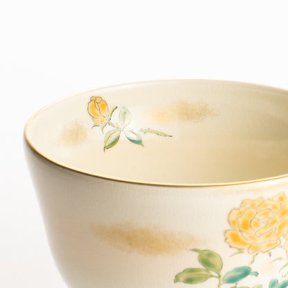 抹茶碗　黄色いバラ　陶楽 KOTOPOTTER