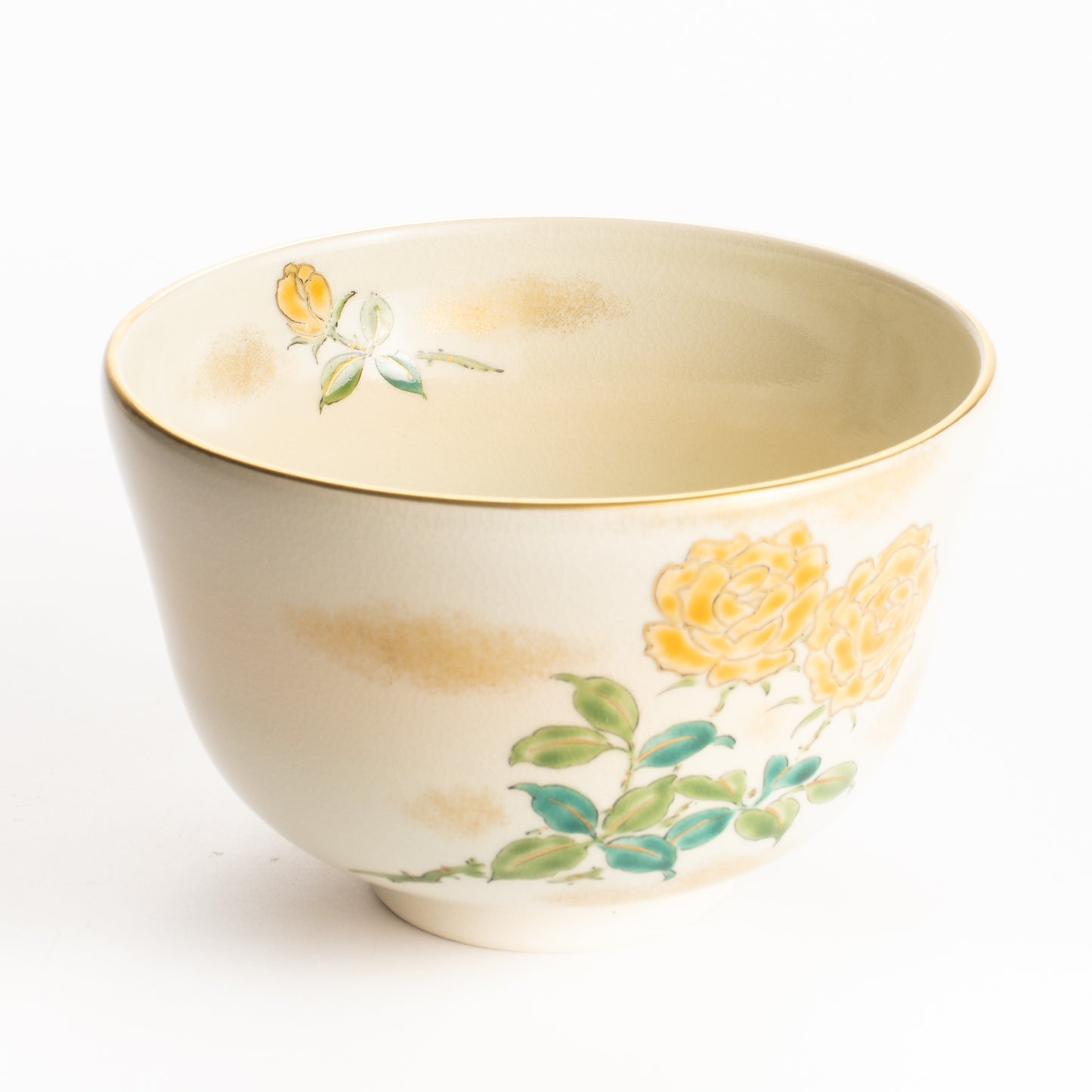 抹茶碗　黄色いバラ　陶楽 KOTOPOTTER