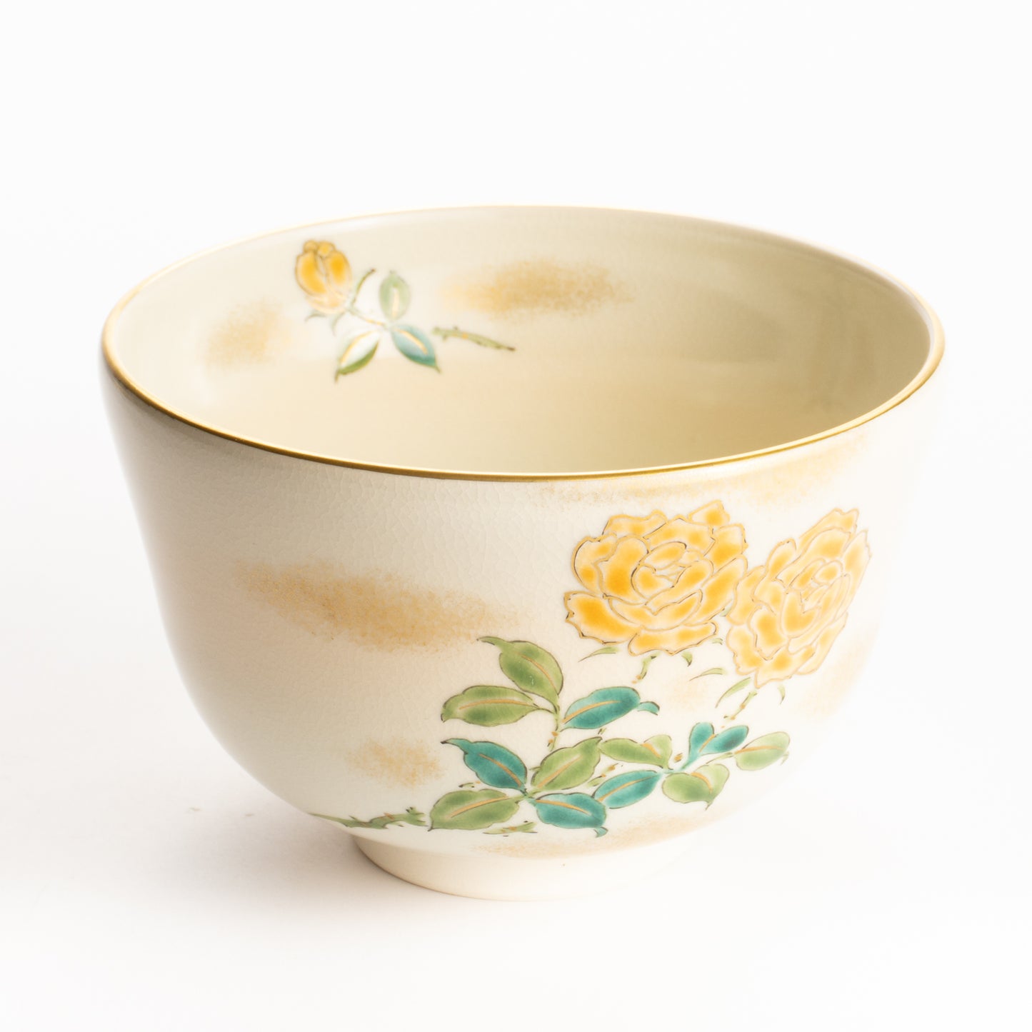 抹茶碗　黄色いバラ　陶楽 KOTOPOTTER