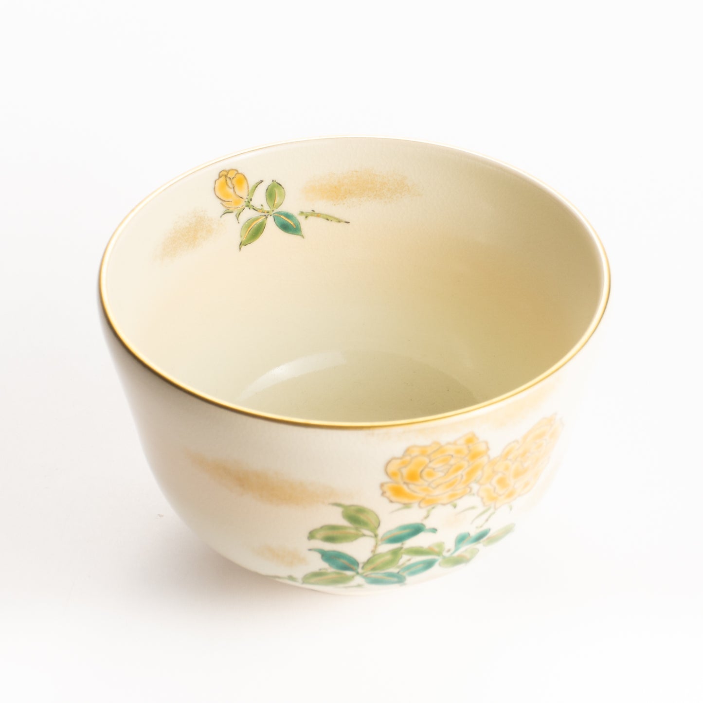 抹茶碗　黄色いバラ　陶楽 KOTOPOTTER