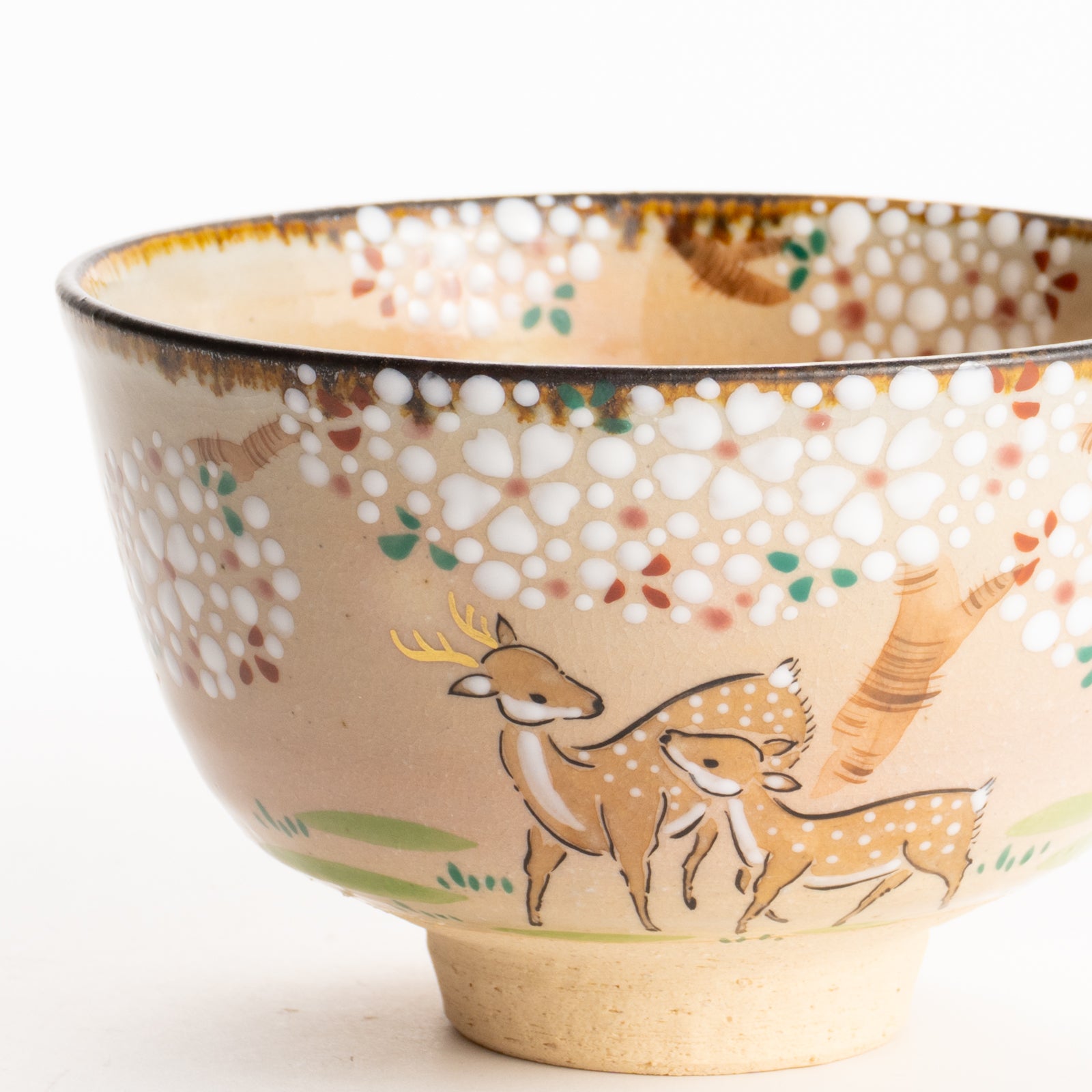 抹茶碗　桜に鹿　安徳 KOTOPOTTER