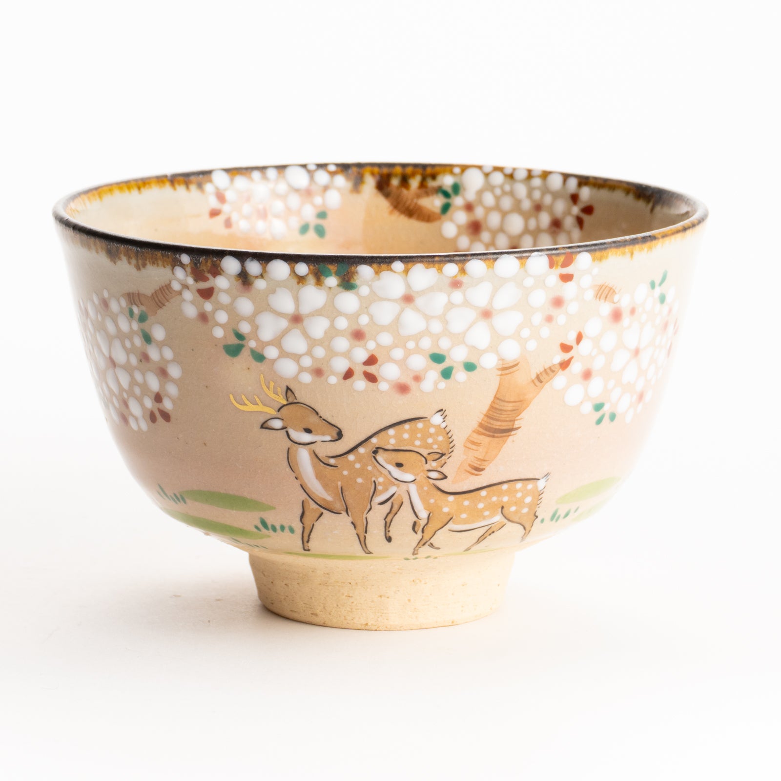 抹茶碗　桜に鹿　安徳 KOTOPOTTER
