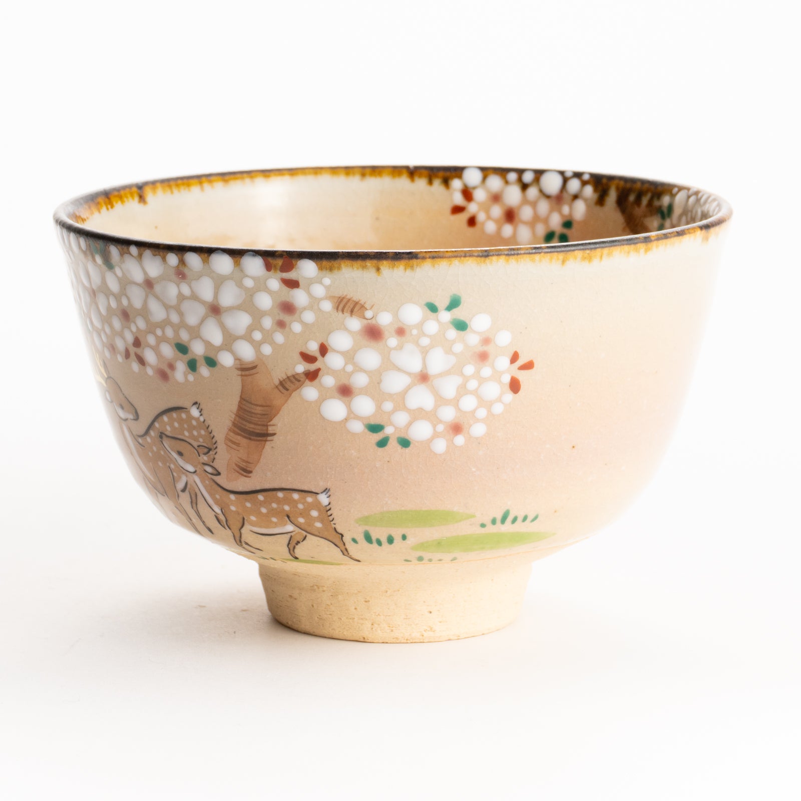 京都 清水焼】抹茶碗 桜に鹿 安徳｜コトポッター