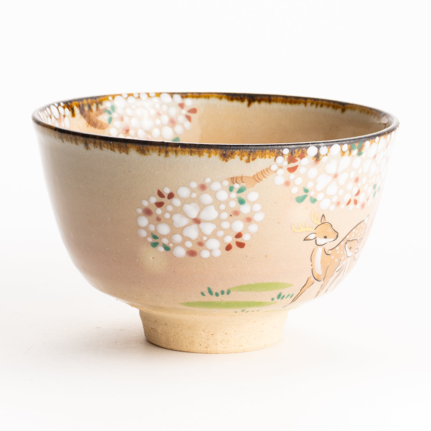 抹茶碗　桜に鹿　安徳 KOTOPOTTER