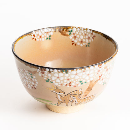 抹茶碗　桜に鹿　安徳 KOTOPOTTER