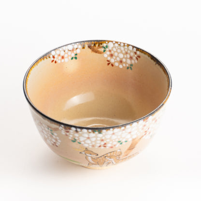 抹茶碗　桜に鹿　安徳 KOTOPOTTER