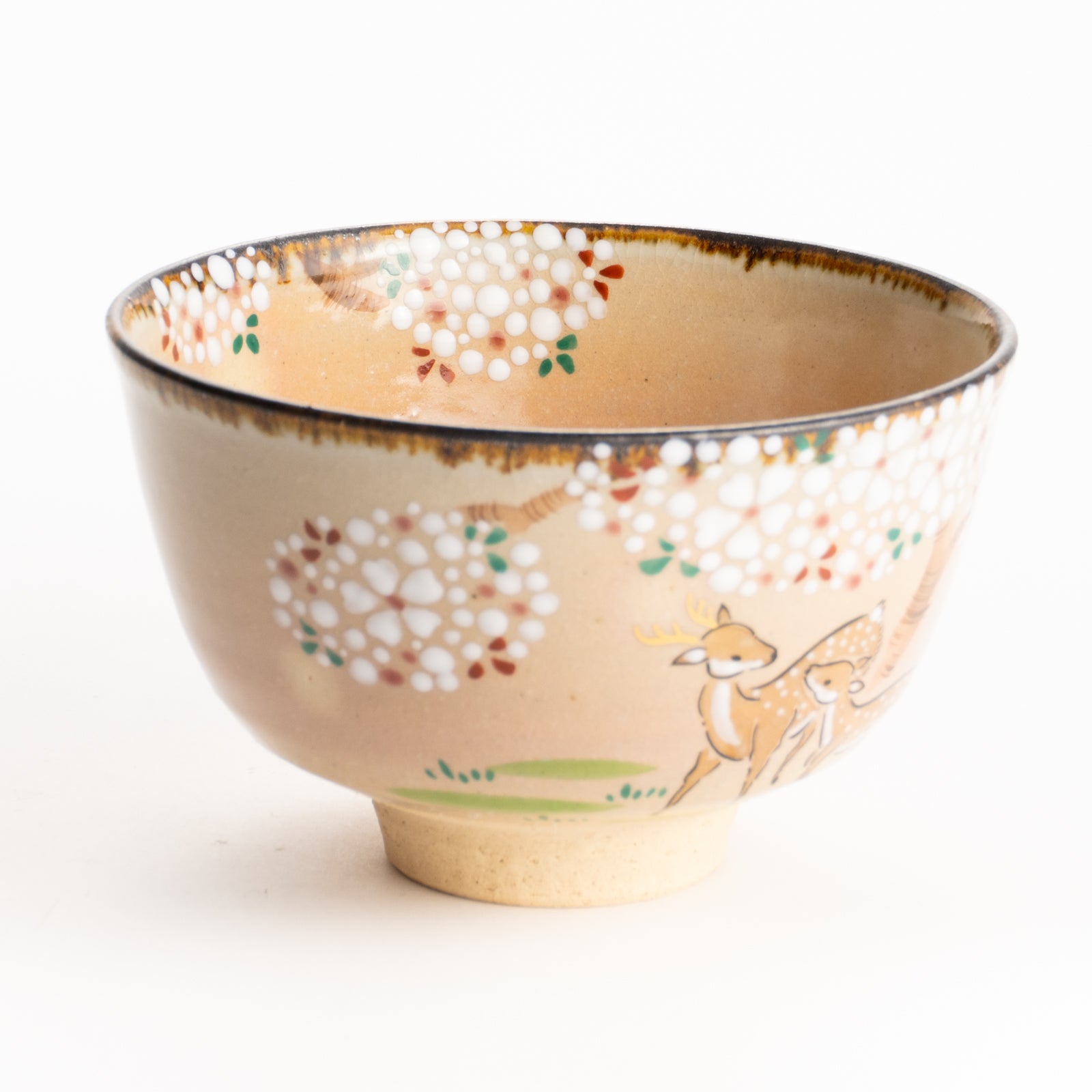 京都 清水焼】抹茶碗 桜に鹿 安徳｜コトポッター