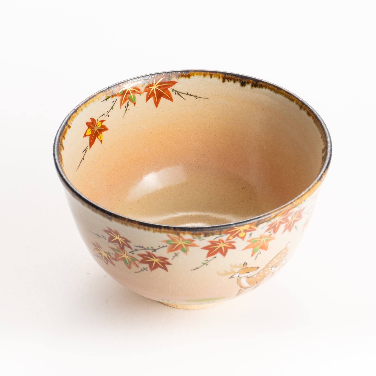 抹茶碗　紅葉に鹿　安徳 KOTOPOTTER