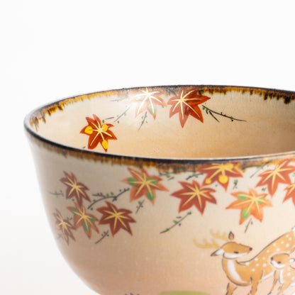 抹茶碗　紅葉に鹿　安徳 KOTOPOTTER
