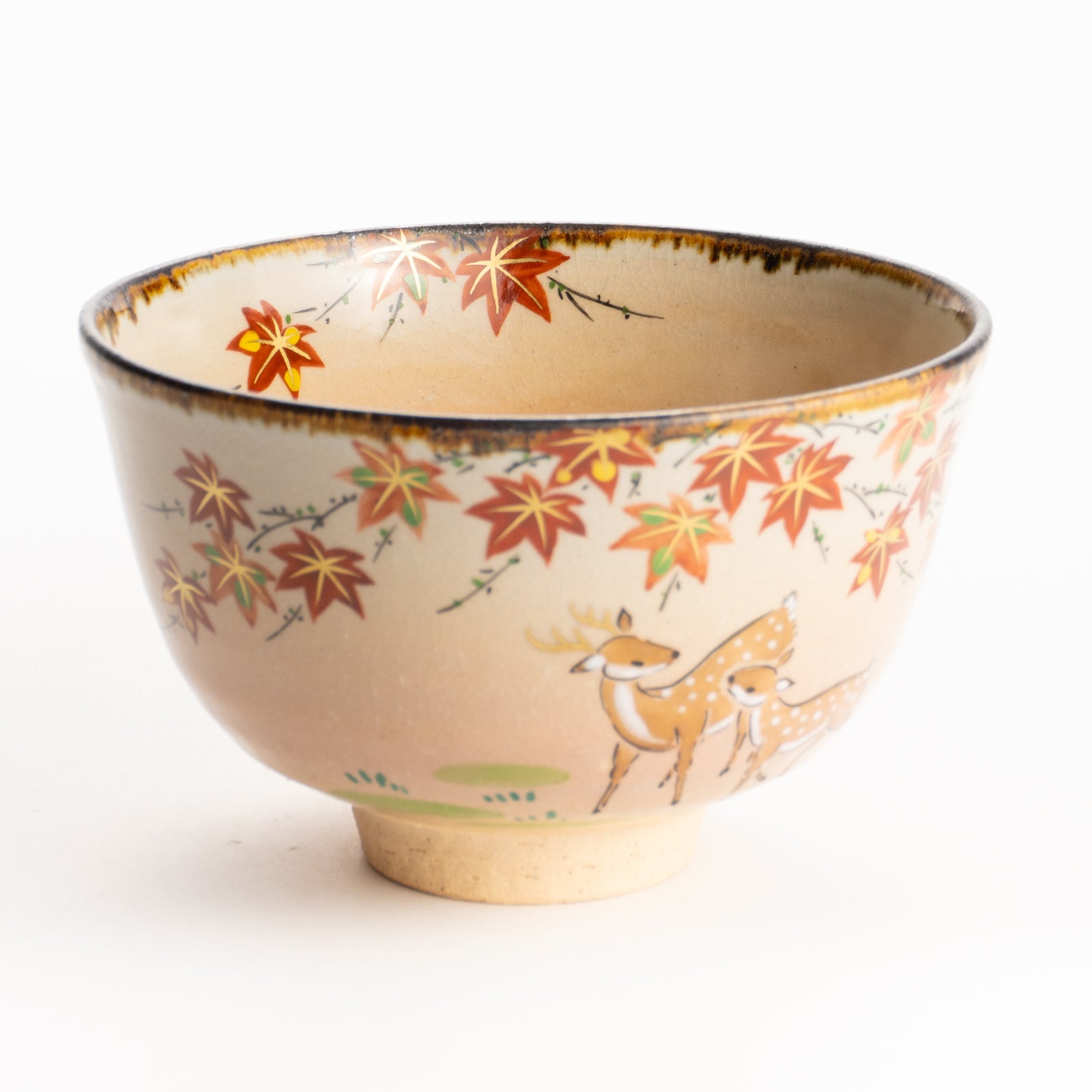 抹茶碗　紅葉に鹿　安徳 KOTOPOTTER