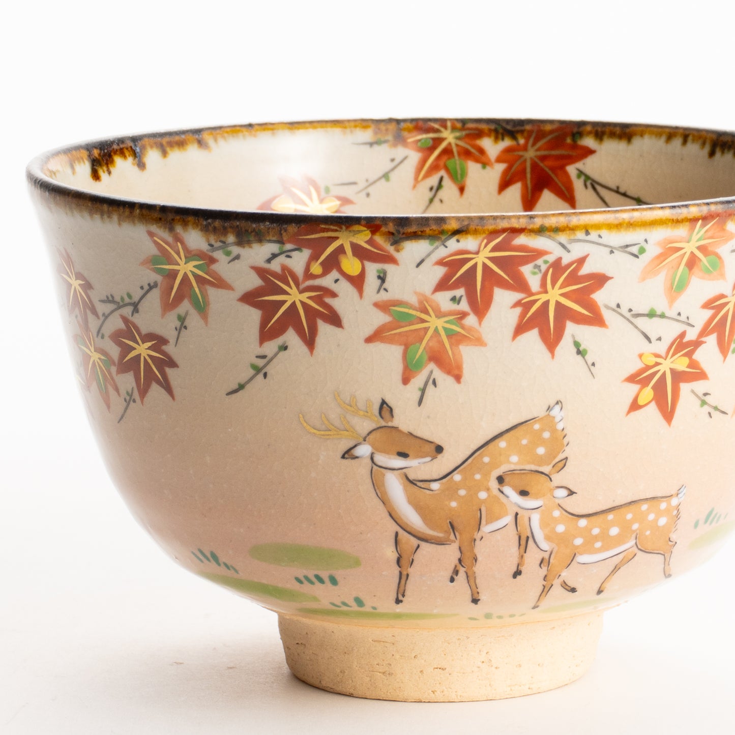 抹茶碗　紅葉に鹿　安徳 KOTOPOTTER