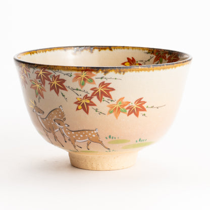 抹茶碗　紅葉に鹿　安徳 KOTOPOTTER