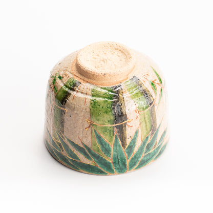 抹茶碗　灰釉内金"青竹"　良二 KOTOPOTTER