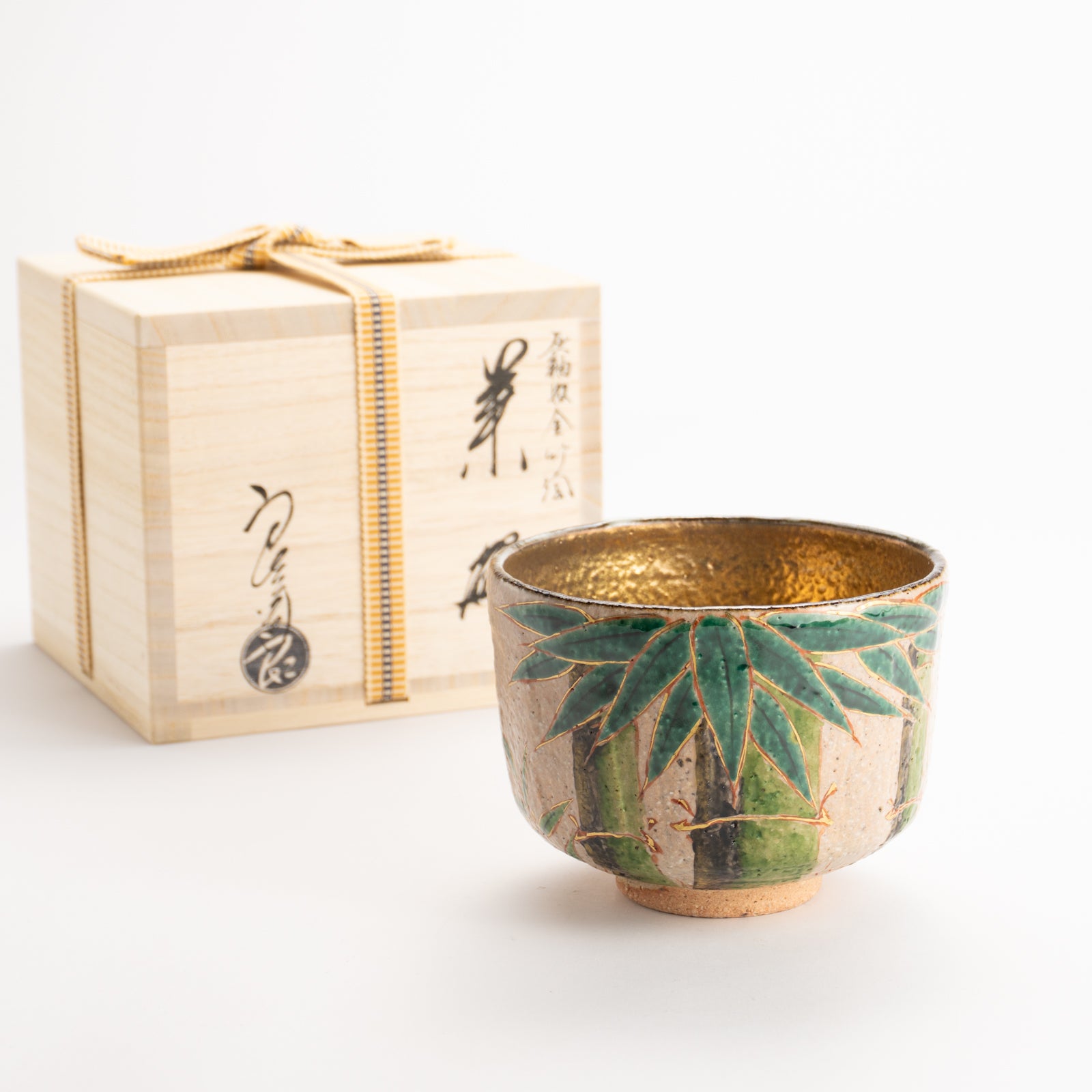 抹茶碗　灰釉内金"青竹"　良二 KOTOPOTTER