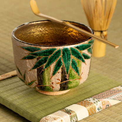 抹茶碗　灰釉内金"青竹"　良二 KOTOPOTTER