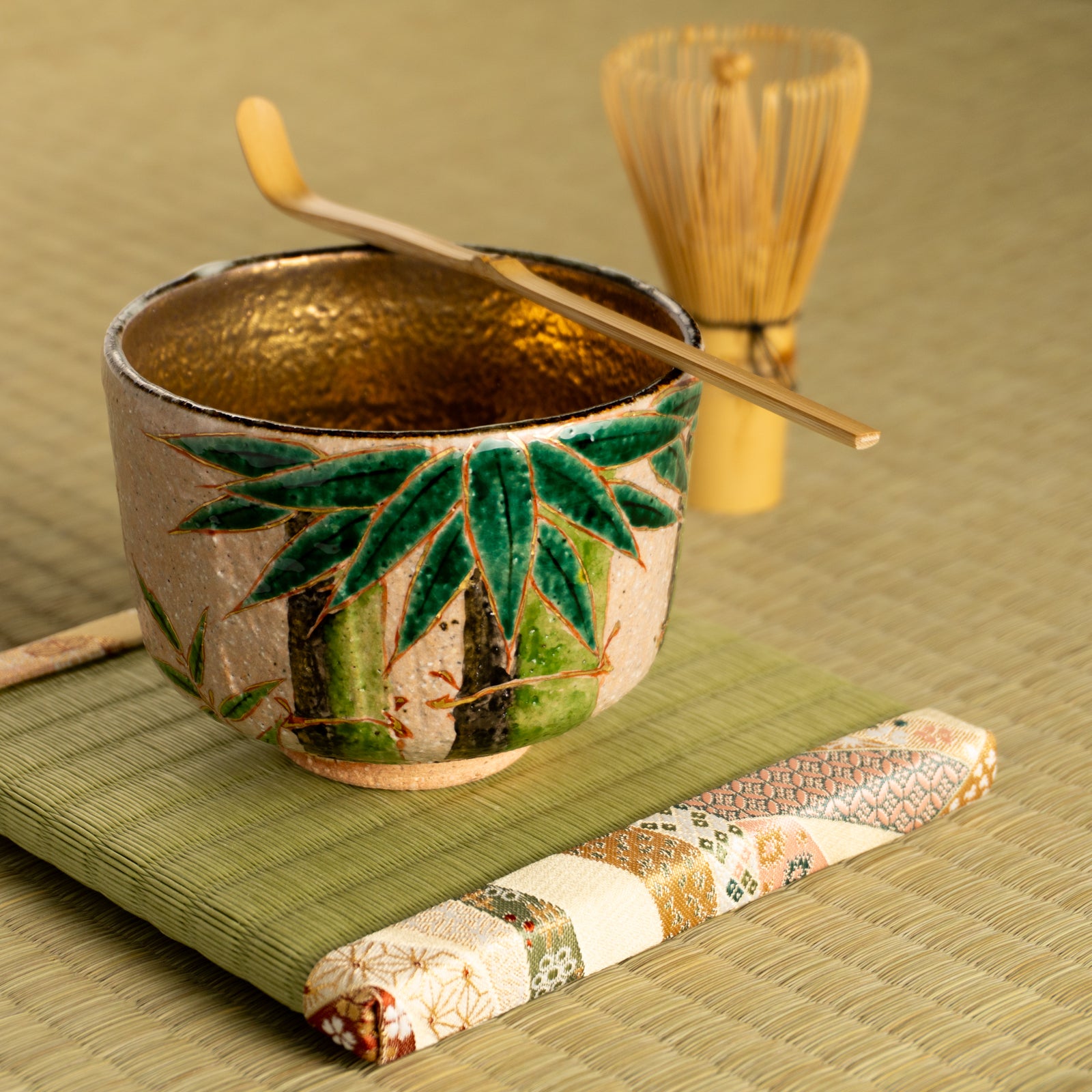 抹茶碗　灰釉内金"青竹"　良二 KOTOPOTTER