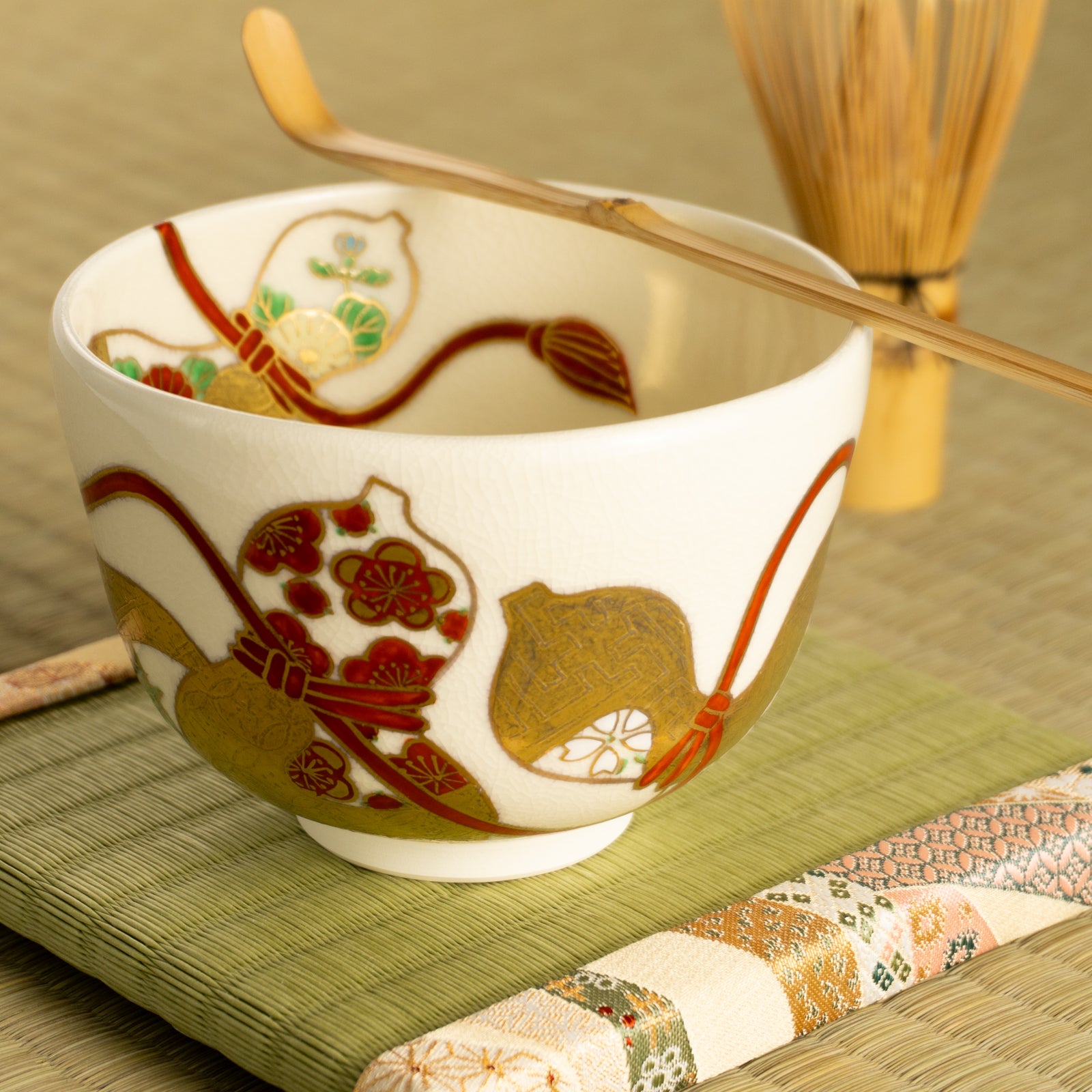京都清水烧抹茶碗仁清写六葫芦｜陶乐｜KOTOPOTTER